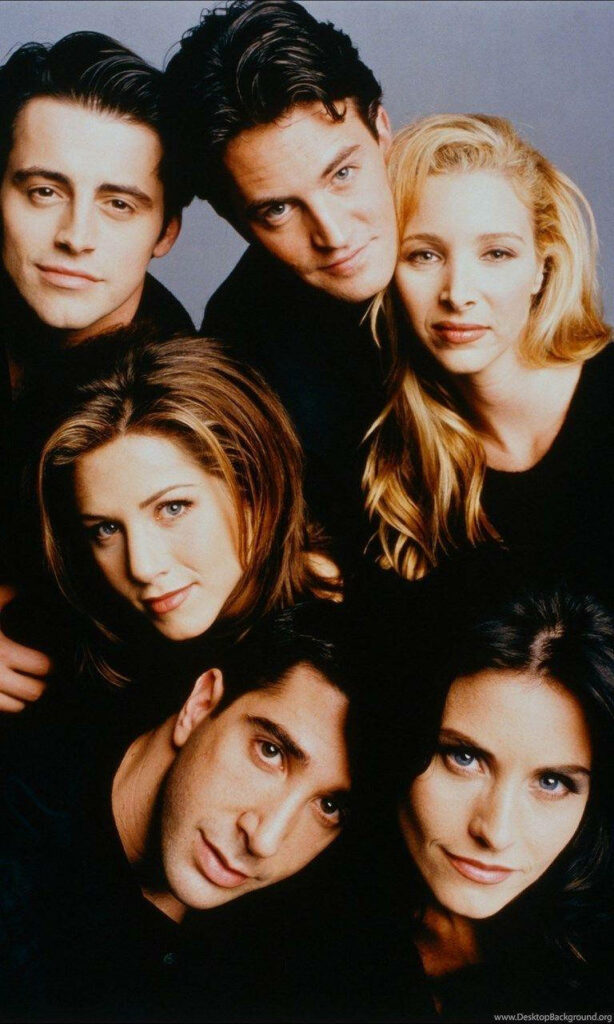 Classic Friends TV Show Wallpaper: Main Cast in Iconic Black Attire