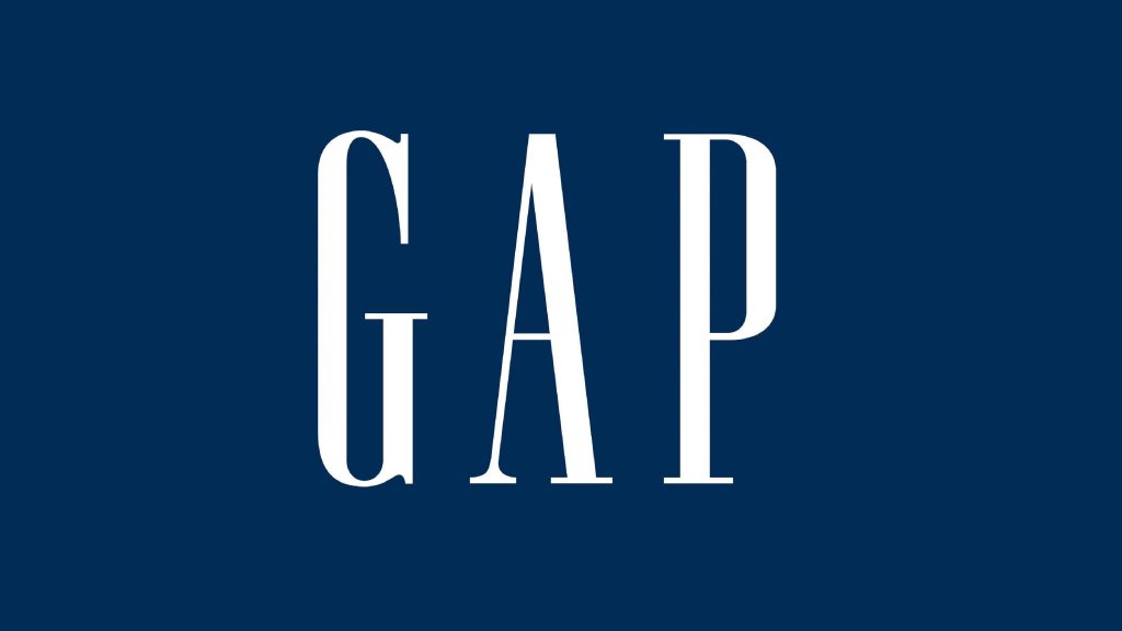 Classic Gap logo wallpaper with white serif text on deep navy blue minimalist background