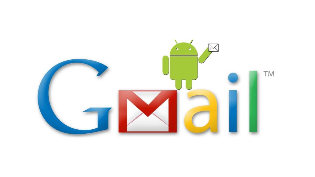 Classic Gmail wallpaper with envelope-styled M and Android mascot on white background