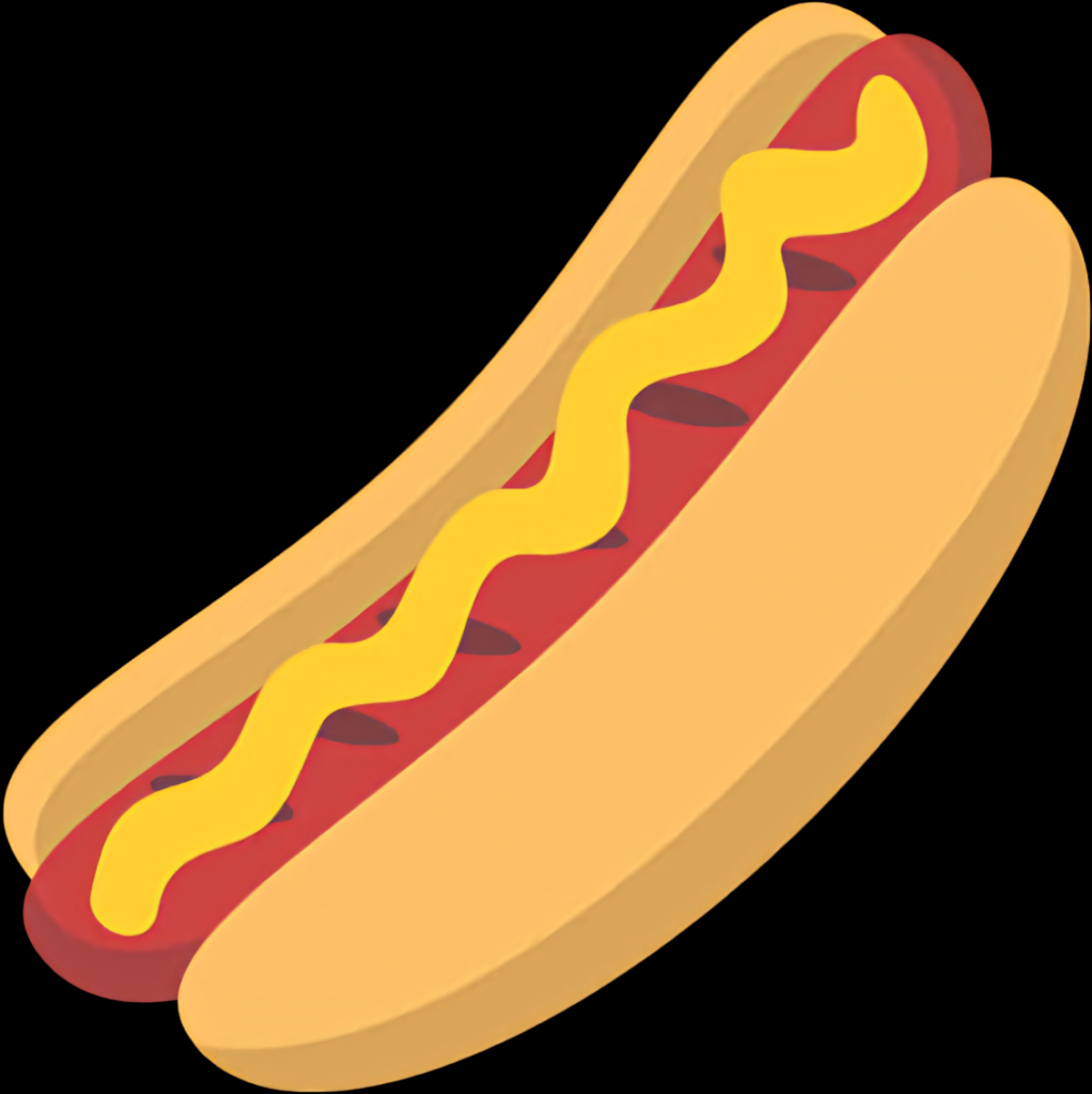 Vibrant Hot Dog Illustration with Mustard Drizzle - Wallpaper Background