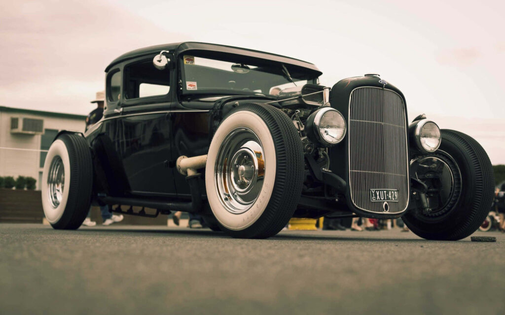 Stunning Hot Rod Wallpaper: Timeless Vintage Night Ride Background