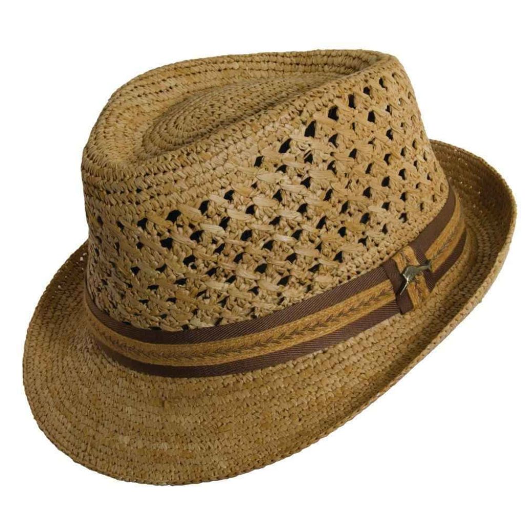 Classic Kangol straw fedora with breathable weave and brown ribbon featuring kangaroo logo Wallpaper