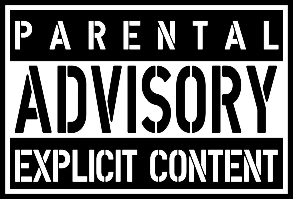 Classic Parental Advisory Label Wallpaper: Bold Black-and-White Design