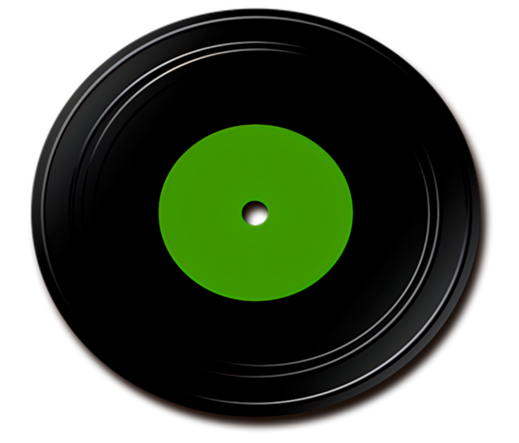 Retro Vinyl Record Wallpaper with Glossy Black Finish & Green Label