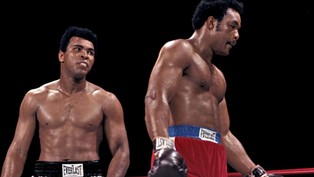 Iconic Boxing Legends: Ali vs. Foreman Wallpaper Background