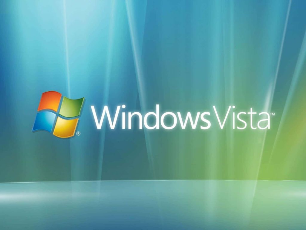 Iconic Windows Vista wallpaper with vibrant logo on sleek blue and green gradient background