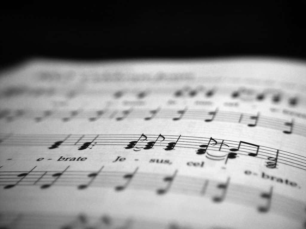 Timeless Classical Music Wallpaper with Elegant Sheet Notes Design