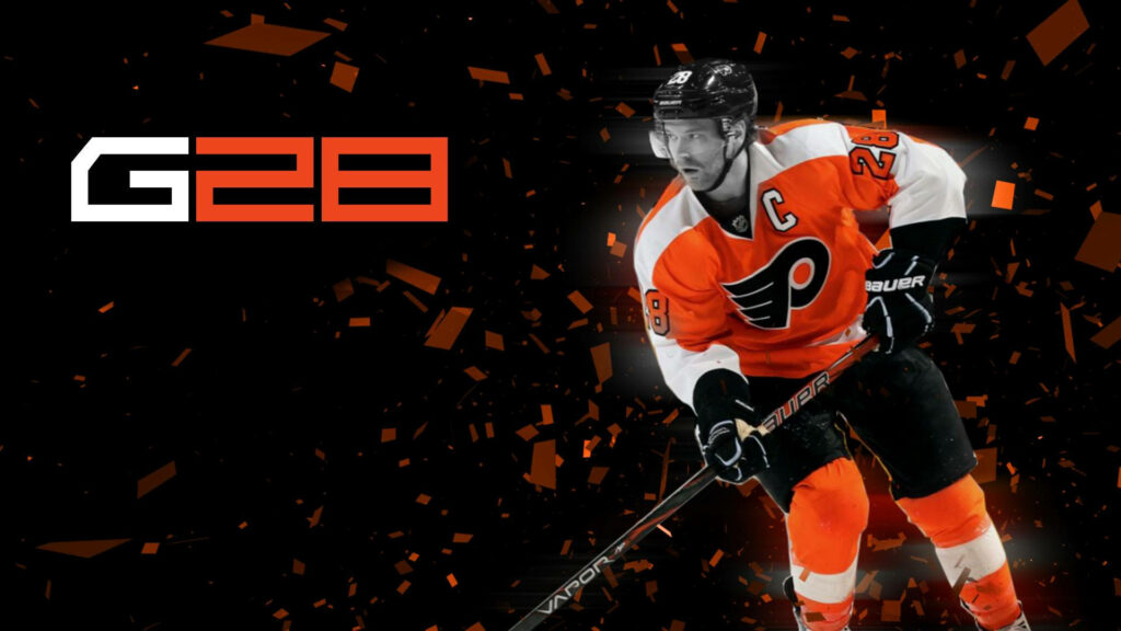 Claude Giroux Philadelphia Flyers number 28 in action digital art wallpaper orange black