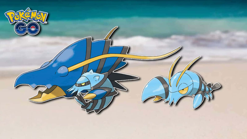 Clawitzer Water-Type Pokémon Wallpaper with Beach Background