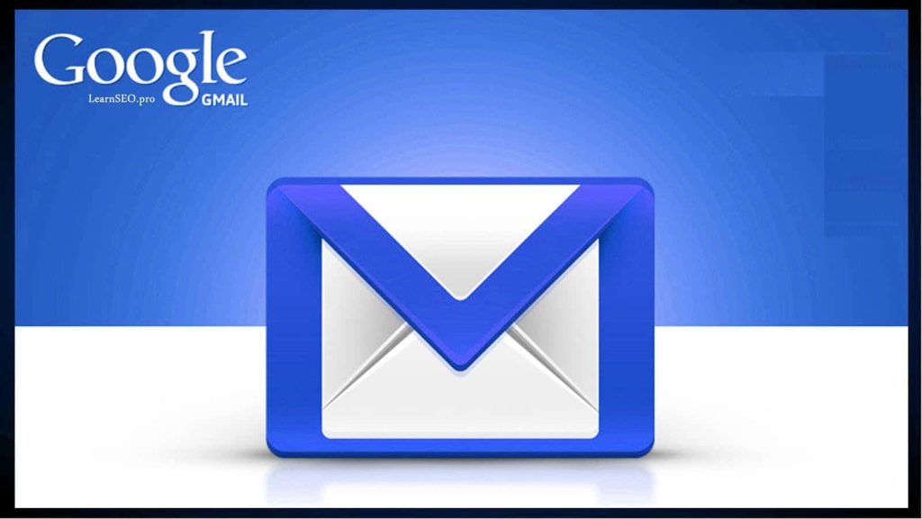 Clean Gmail wallpaper with blue envelope logo and Google branding on gradient blue background
