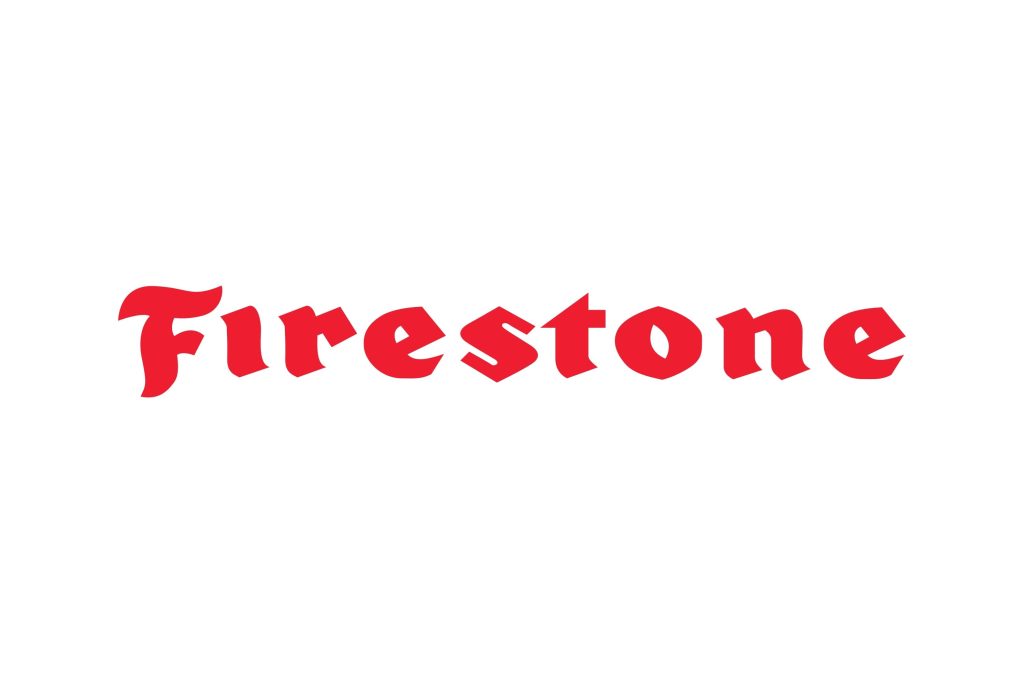Red Firestone logo minimalist wallpaper on bright white background for modern desktop display