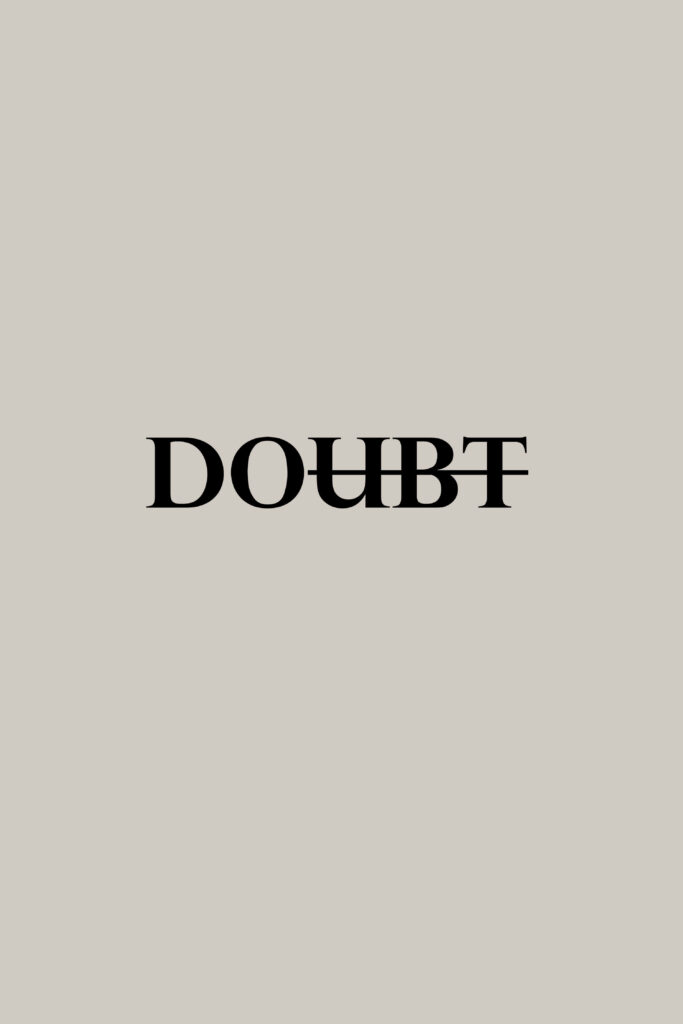 Clean Minimalist Wallpaper: 'DOUBT' in Bold Black on Neutral Background
