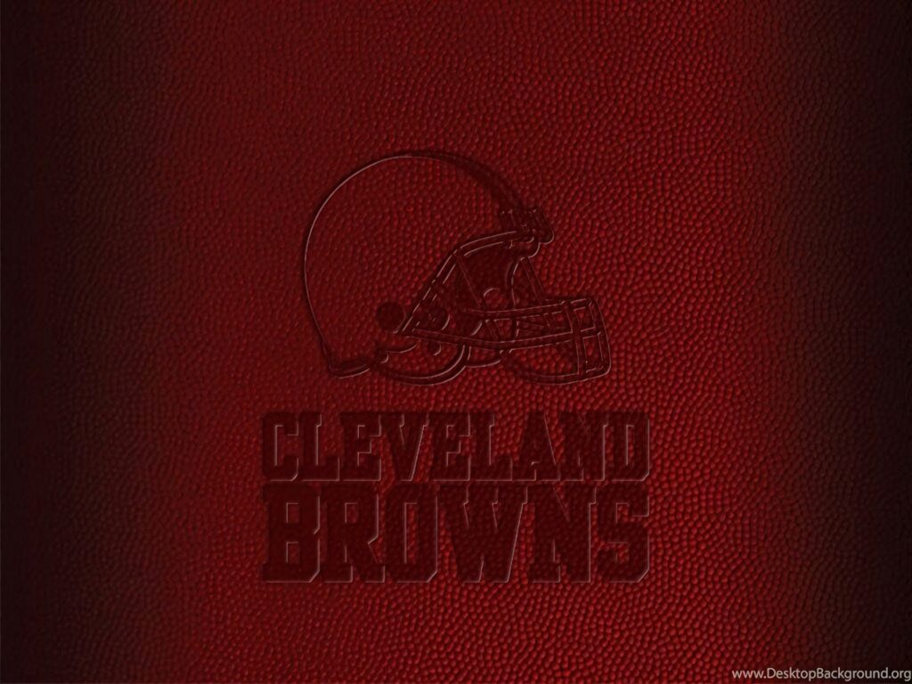 Cleveland Browns embossed helmet and name on dark red leather textured wallpaper background