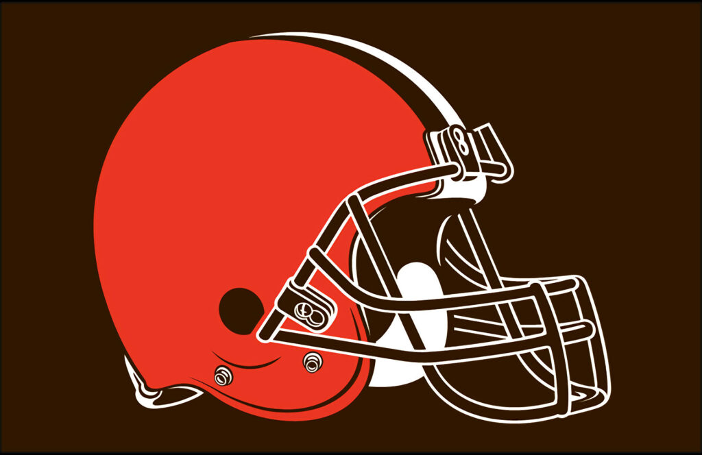 Cleveland Browns helmet logo wallpaper bold orange helmet with white brown outlines on dark background