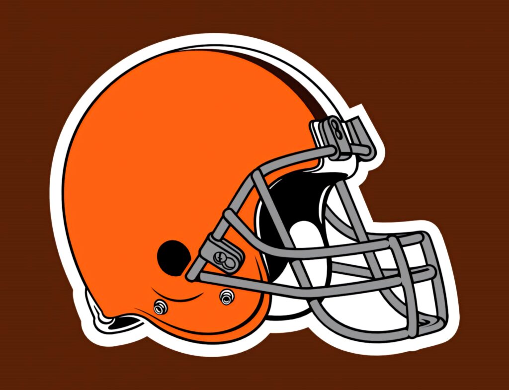 Cleveland Browns helmet logo wallpaper bold orange silver faceguard classic NFL background