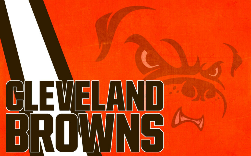Cleveland Browns wallpaper with bold orange background fierce dog mascot and team stripes design