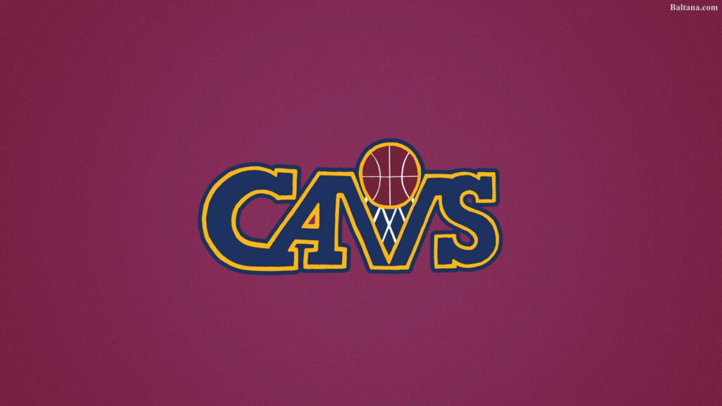 Cleveland Cavaliers logo with basketball hoop design on maroon background NBA fan wallpaper