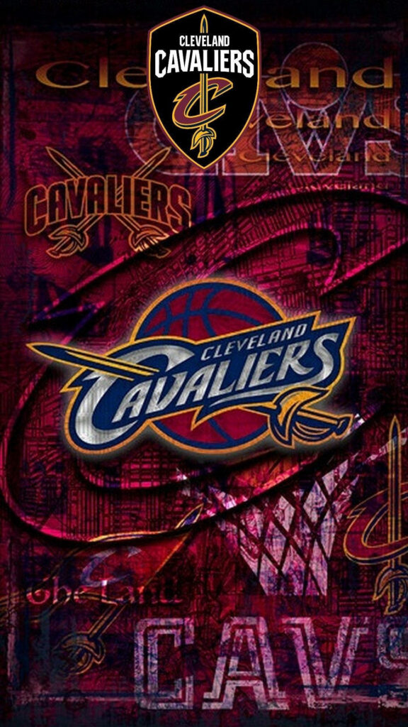 Cleveland Cavaliers wallpaper with layered logos on textured background showcasing team evolution