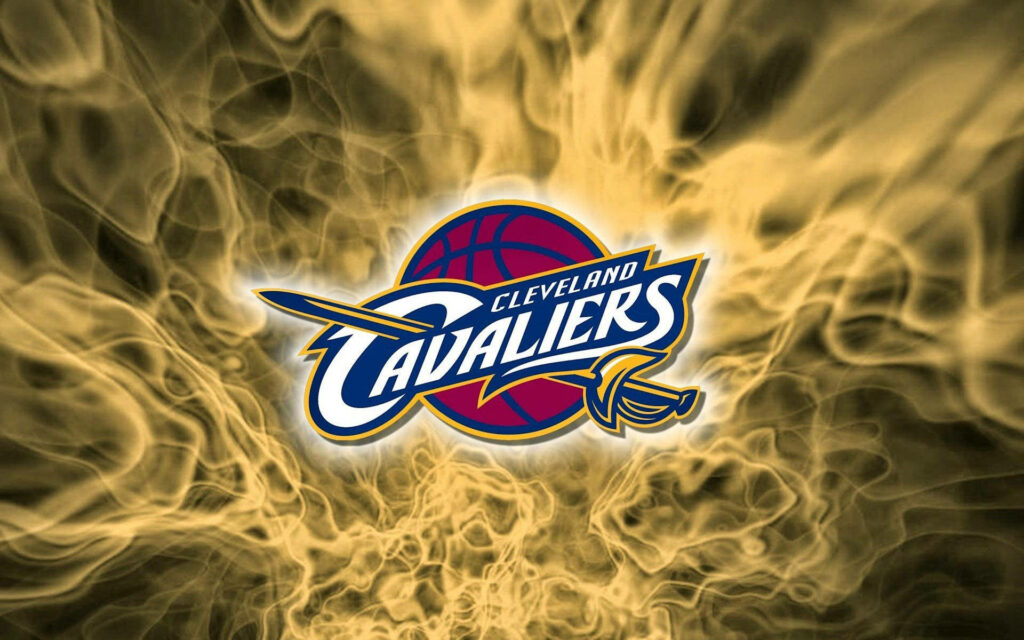 Cleveland Cavaliers logo on vibrant yellow smoke background basketball fan wallpaper