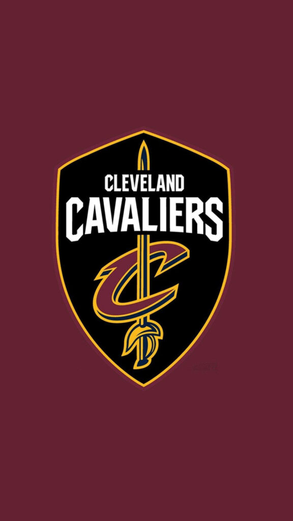 Cleveland Cavaliers shield logo centered on deep maroon background iPhone wallpaper design
