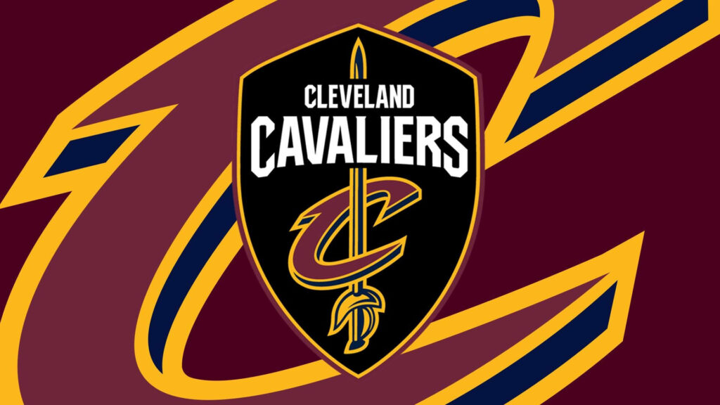 Cleveland Cavaliers shield logo on rich maroon background bold NBA team wallpaper design
