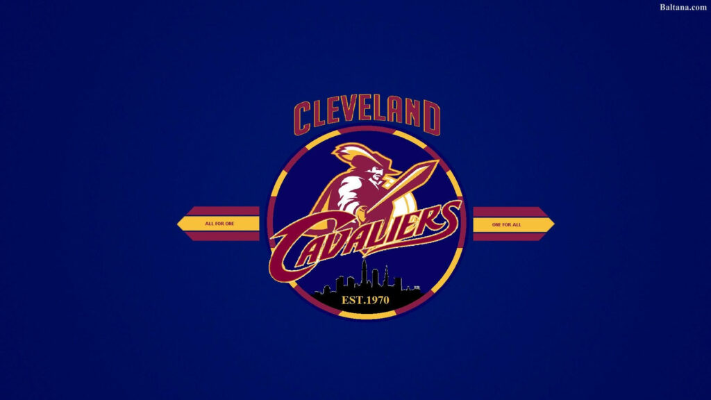 Cleveland Cavaliers logo with cavalier holding sword on bold blue background wallpaper