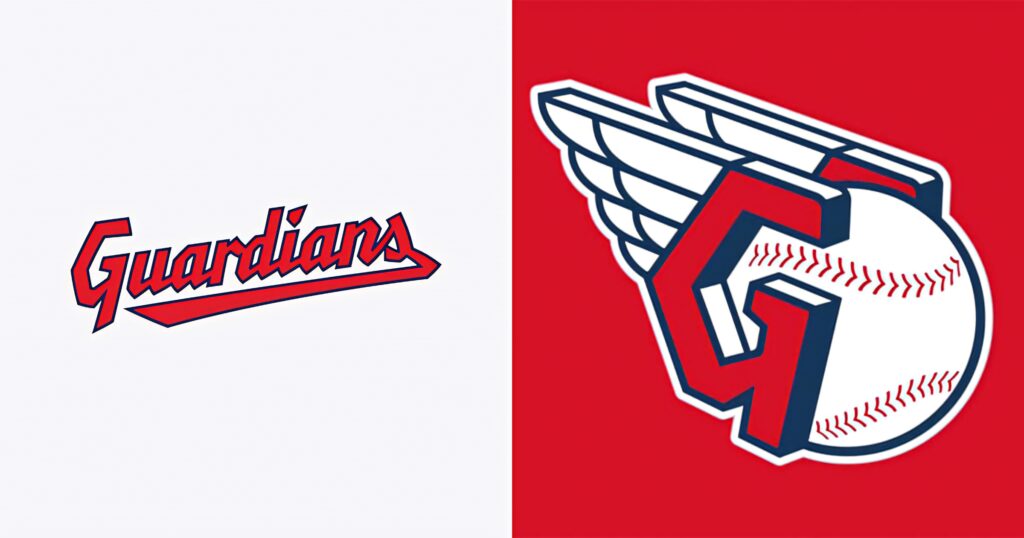 Cleveland Guardians wallpaper with bold red and white background and dynamic team logo design
