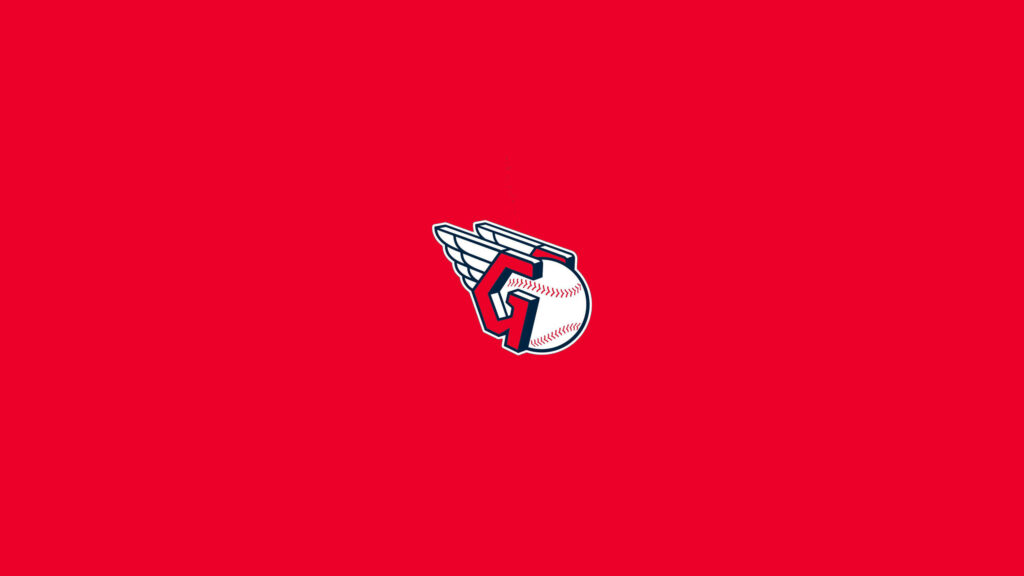 Cleveland Guardians Winged Baseball logo with sleek white wings on vivid red background wallpaper