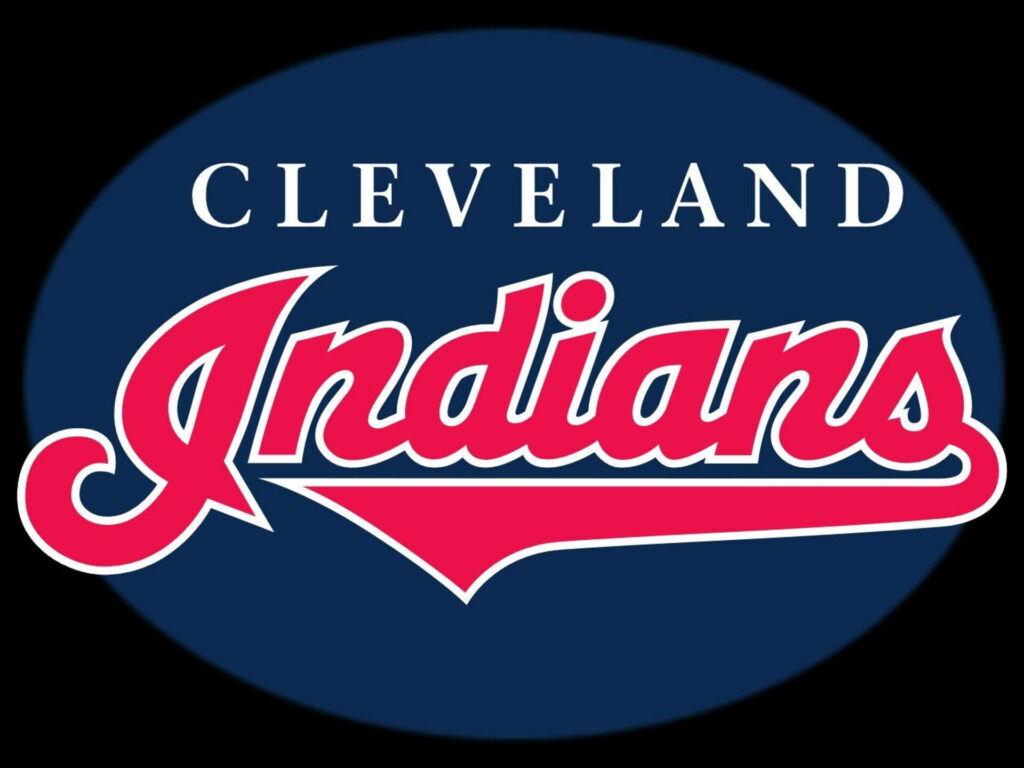 Cleveland Indians MLB logo wallpaper with bold white red script on deep navy blue background
