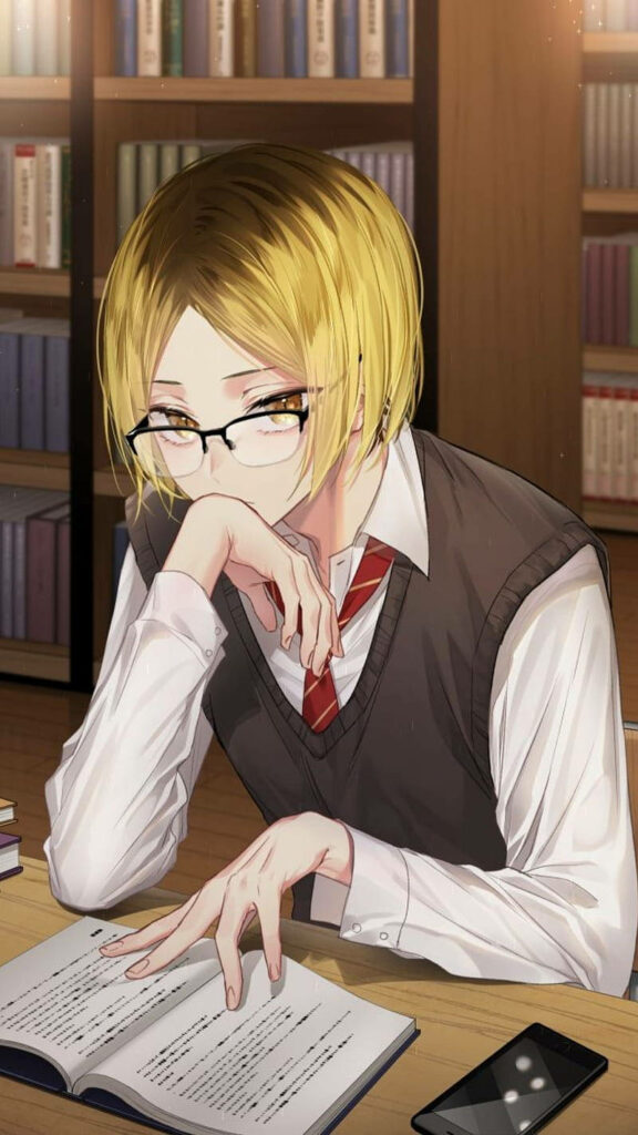 Studious Kenma: The Glasses Guru of Haikyuu! Wallpaper
