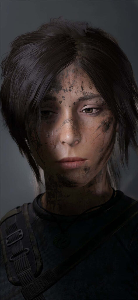 Lara Croft Close-Up in Rise of the Tomb Raider: Determination in Gritty Adventure Wallpaper