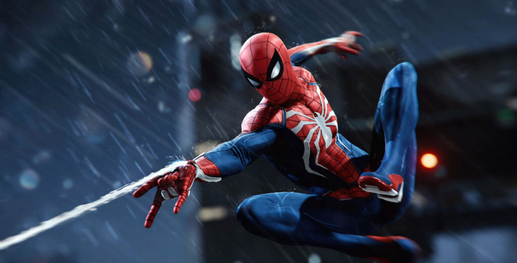 Spidey in High-Speed Action: Marvel Superhero Takes Flight in a Thrilling Setting Wallpaper