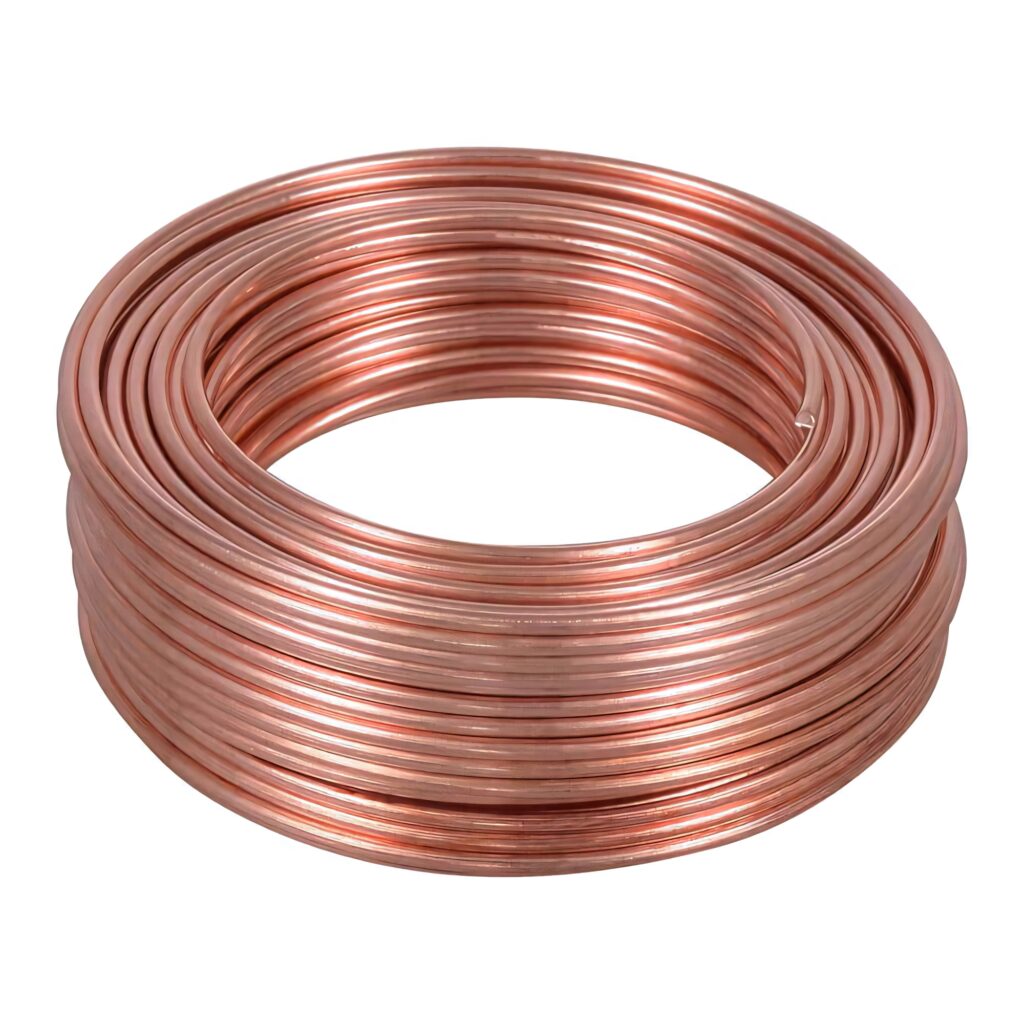 Close-up of coiled copper wire showing smooth metallic surface and warm reddish-brown tones Wallpaper
