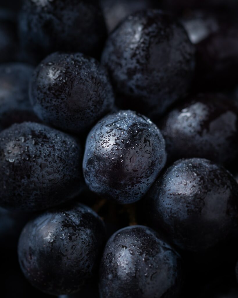 Macro Shot of Ripe Dark Grapes with Water Droplets - Wallpaper