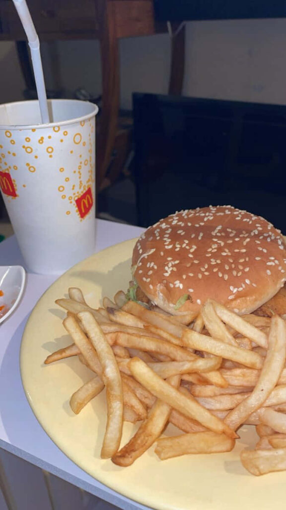 Close-Up of McDonald's Burger & Fries Wallpaper Background
