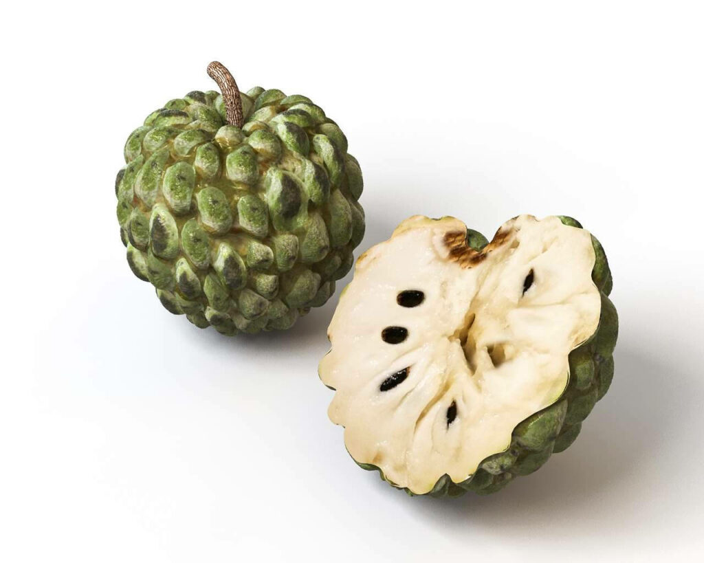 Close-Up Sugar Apple Wallpaper: Textured Skin & Creamy Interior