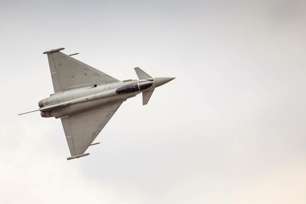 Eurofighter Typhoon Fighter Jet in Microsoft Flight Simulator: Detailed Close-Up Shot with Stunning Background Wallpaper