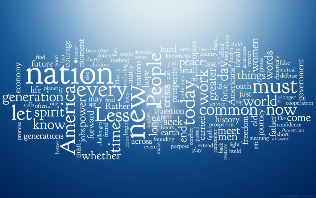 Blue Word Cloud Wallpaper: Unique Cloud Pattern Design Background
