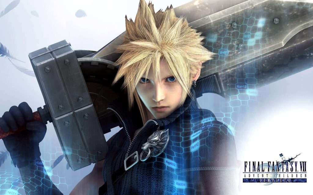 Cloud Strife Final Fantasy VII Advent Children wallpaper with spiky hair Fusion Sword blue digital effects