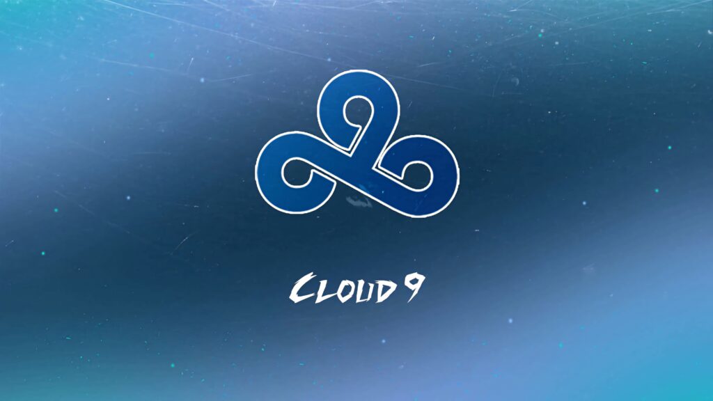 Cloud9 esports logo on smooth blue gradient background with light particles modern wallpaper