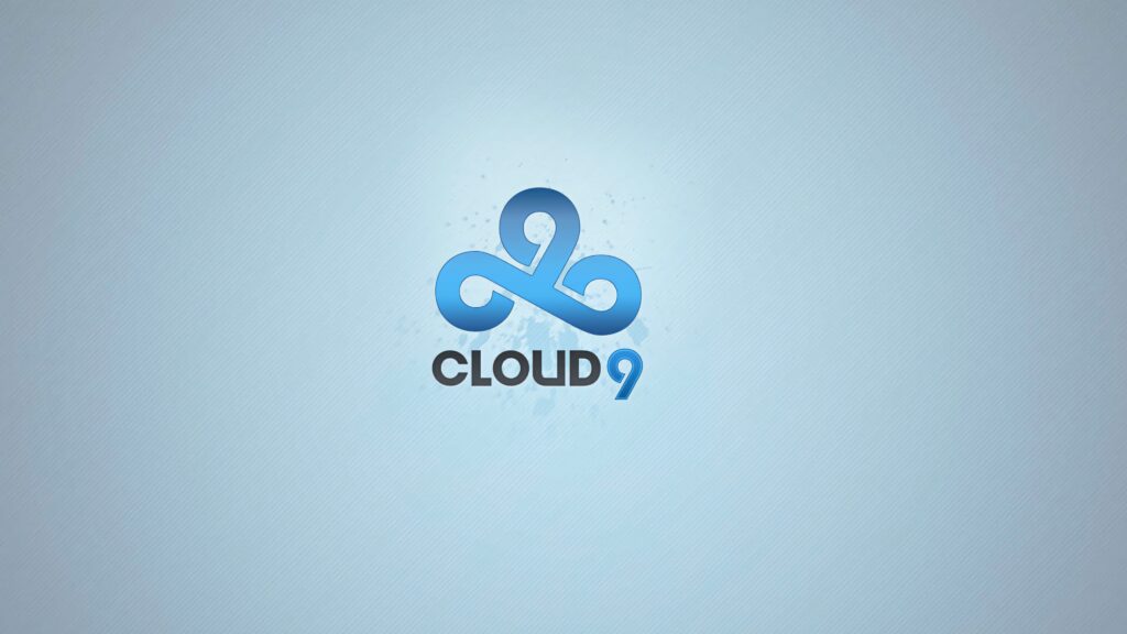 Cloud9 esports team logo on soft gradient blue background minimalist modern wallpaper design