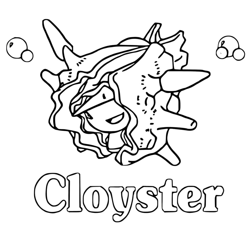 Cloyster coloring page with bold line art shells and bubbles perfect for creative fans coloring Wallpaper