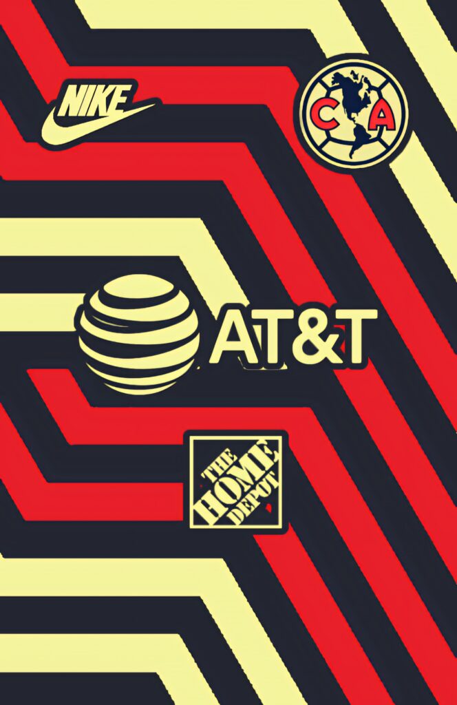 Club América wallpaper with bold yellow red black stripes team crest and Nike AT&T Home Depot logos