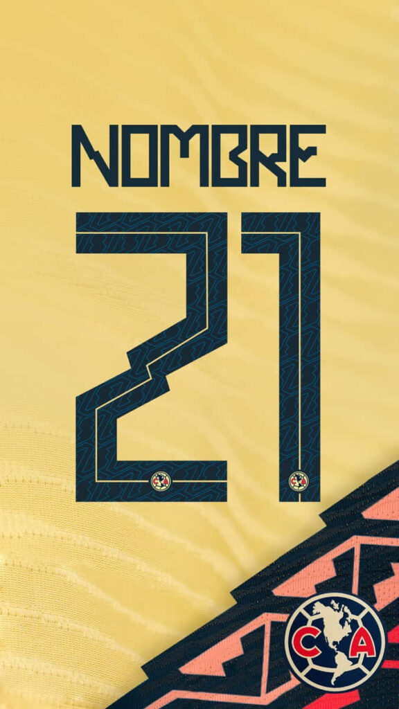 Club América wallpaper with bold yellow background navy blue numbers tribal accents football design