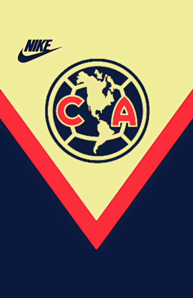 Club América wallpaper with sharp geometric design red blue yellow colors and Nike logo background