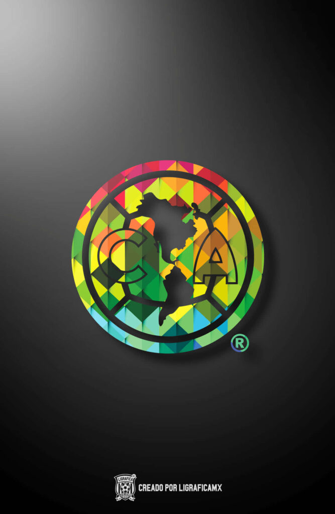 Club América crest in vibrant geometric patterns on dark background modern soccer wallpaper