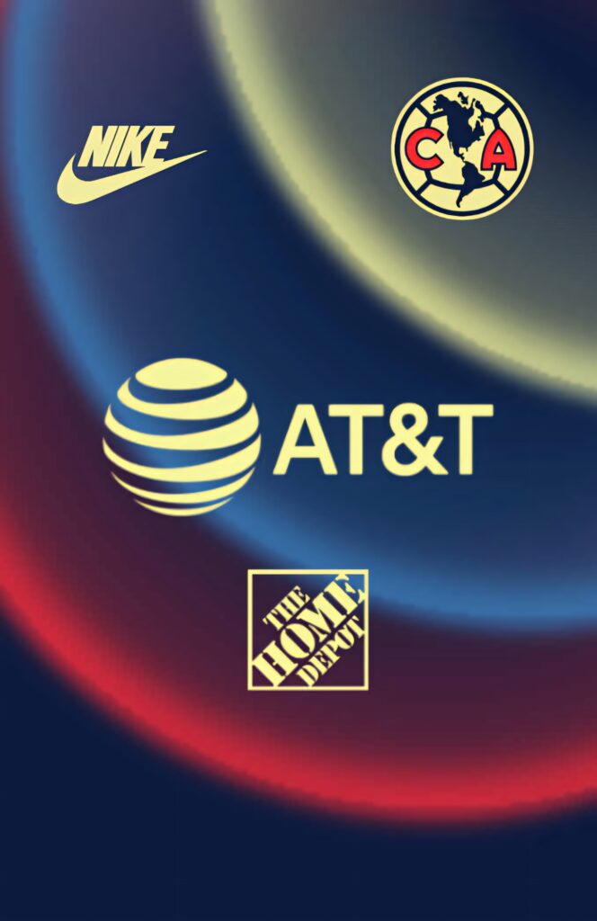 Club América wallpaper with team logo Nike AT&T The Home Depot on dynamic blue red gradient background