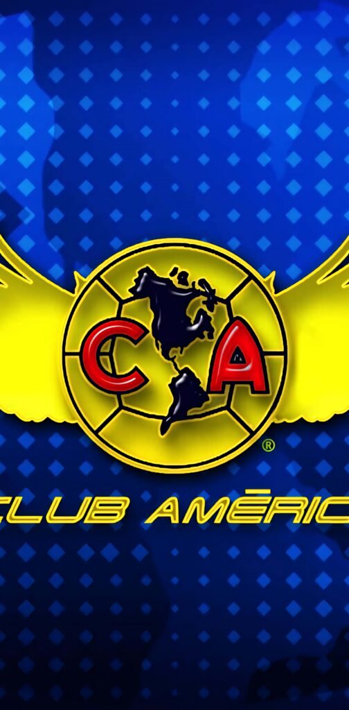 Club América wallpaper with bold eagle crest yellow and blue colors textured blue background