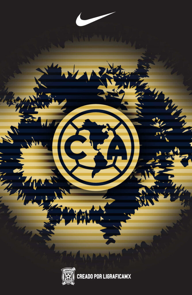 Club América wallpaper with yellow blue crest sharp jagged patterns dynamic lines Nike logo