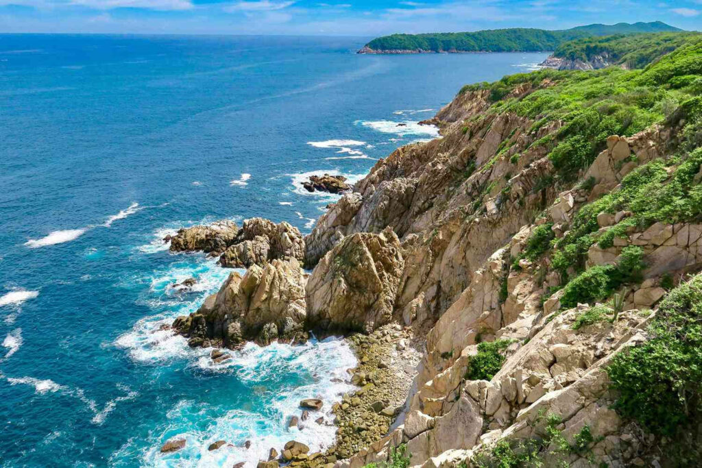 Stunning Oaxaca Coast Wallpaper: Cliffs & Turquoise Pacific Waters